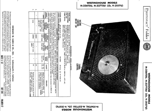 H-336T5U Ch= V-2157-U; Westinghouse El. & (ID = 514948) Radio