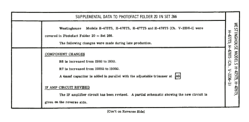 H-476T5 Ch=V-2236-1; Westinghouse El. & (ID = 2517311) Radio