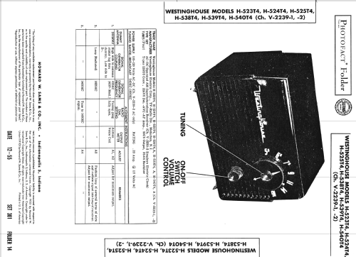 H-524T4 Ch=V-2239-1; Westinghouse El. & (ID = 2688853) Radio