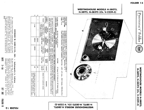 H-580T5 Ch= V-2259-3; Westinghouse El. & (ID = 514900) Radio