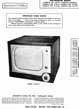 H-627K16 Ch= V-2171; Westinghouse El. & (ID = 2803652) Television