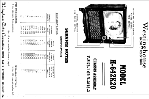 H-642K20 Ch= V-2194-2; Westinghouse El. & (ID = 1210201) Televisore