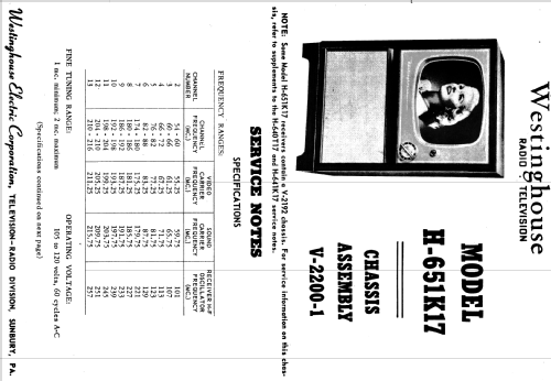 H-649T17 Ch= V-2200-1; Westinghouse El. & (ID = 1217117) Television