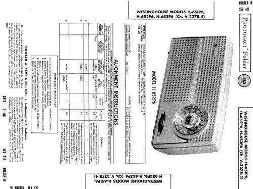 W/transistor H-651P6 Ch= V-2278-4; Westinghouse El. & (ID = 511814) Radio