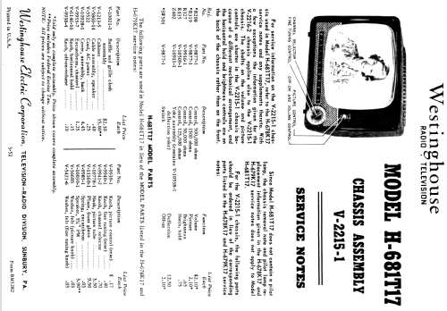 H-681T17 Ch= V-2215-1; Westinghouse El. & (ID = 1217537) Television