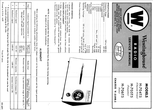 H-705T5 Ch= V-2398-1; Westinghouse El. & (ID = 1198312) Radio