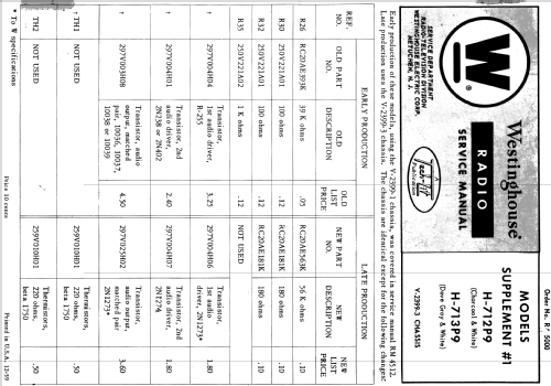 H-712P9 Ch= V-2399-3; Westinghouse El. & (ID = 1198670) Radio