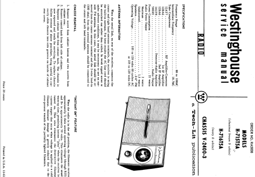 H-715T5A Ch= V-2400-3; Westinghouse El. & (ID = 1201867) Radio