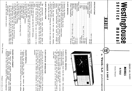 H-721L5 Ch= V-2401-3; Westinghouse El. & (ID = 1198718) Radio