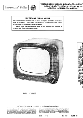 H-725T20 Ch= V-2220-2; Westinghouse El. & (ID = 3140104) Televisión