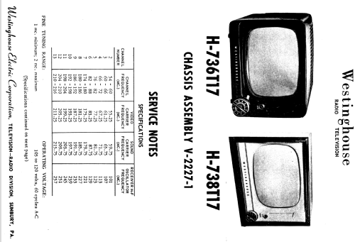 H-736T17 Ch= V-2227-1; Westinghouse El. & (ID = 1210024) Television