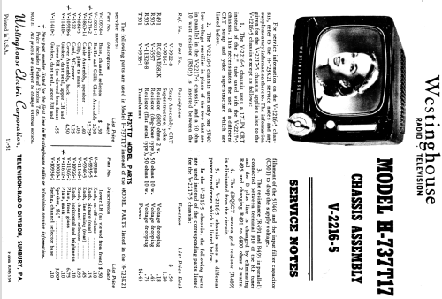 H-737T17 Ch= V-2232-2; Westinghouse El. & (ID = 1227402) Television