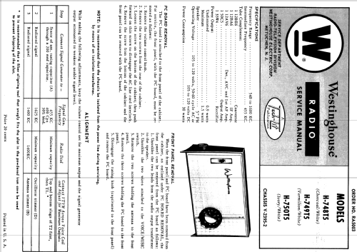 H-749T5 Ch= V-2395-2; Westinghouse El. & (ID = 1198934) Radio