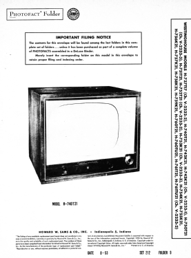 H-750T21 Ch- V-2233-3; Westinghouse El. & (ID = 3189770) Televisore