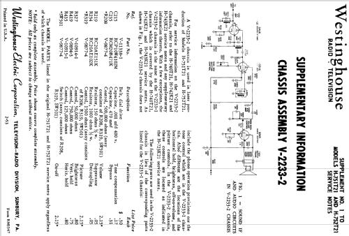 H-752T21 Ch= V-2233-2; Westinghouse El. & (ID = 1225821) Television