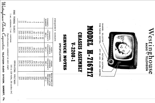 H-753K21 Ch= V-2221-1; Westinghouse El. & (ID = 1225345) Television