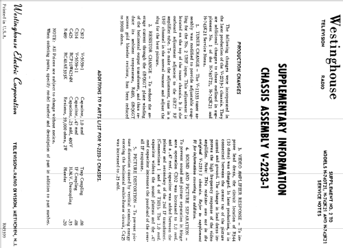 H-753K21 Ch= V-2233-3; Westinghouse El. & (ID = 1225387) Televisión