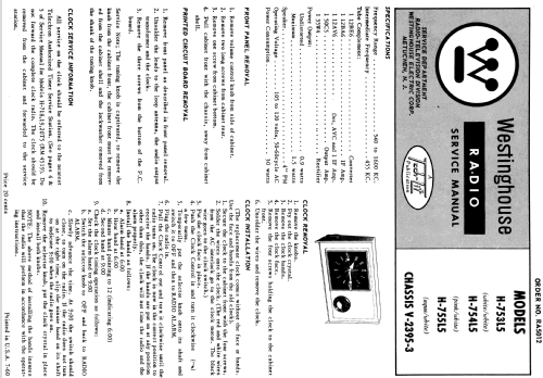 H-753L5 Ch= V-2395-3; Westinghouse El. & (ID = 1199278) Radio