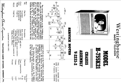 H-755K21 Ch= V-2233-2; Westinghouse El. & (ID = 1226342) Télévision