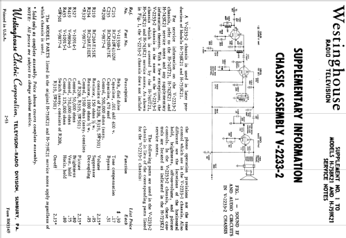 H-759K21 Ch= V-2233-2; Westinghouse El. & (ID = 1226570) Television