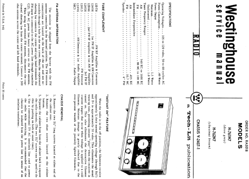 H-761N7 Ch= V-2407-1; Westinghouse El. & (ID = 1199334) Radio