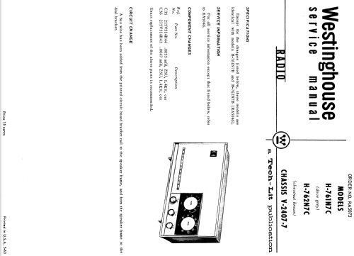 H-761N7C Ch= V-2407-7; Westinghouse El. & (ID = 1199880) Radio