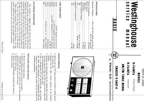 H-765N7A Ch= V-2407-4; Westinghouse El. & (ID = 1199999) Radio