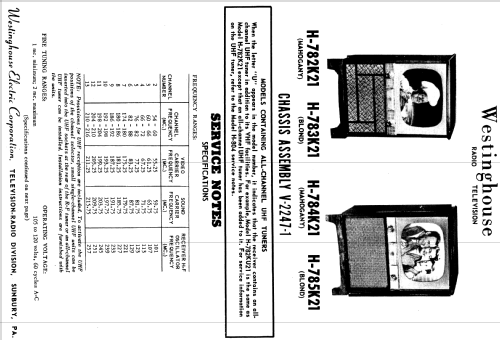 H-783KU21 Ch= V-2247-1; Westinghouse El. & (ID = 1238975) Television