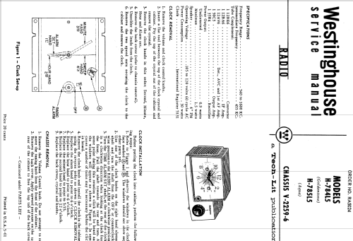 H-785L5 Ch= V-2259-6; Westinghouse El. & (ID = 1200454) Radio