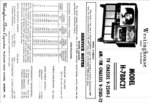 H-790C21 Ch= V-2249-1 V-2187-1; Westinghouse El. & (ID = 1259778) Fernseh-R