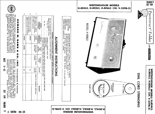 H-805L5 Ch= V-2398-3; Westinghouse El. & (ID = 512109) Radio