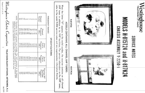 H-817KU24 Ch= V-2250-1; Westinghouse El. & (ID = 1270707) Television