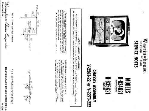 H-834KU21 Ch= V-2273-222; Westinghouse El. & (ID = 1289711) Fernseh-E