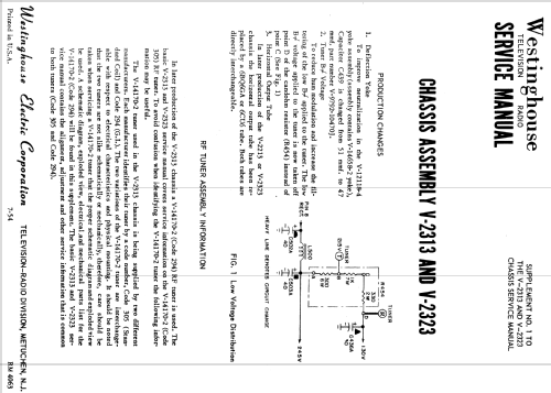 H-842T21 Ch= V-2313; Westinghouse El. & (ID = 1331655) Television