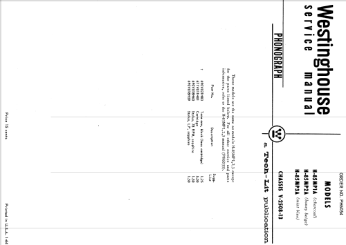 H-85MP1A Ch= V-2508-13; Westinghouse El. & (ID = 1202001) Enrég.-R