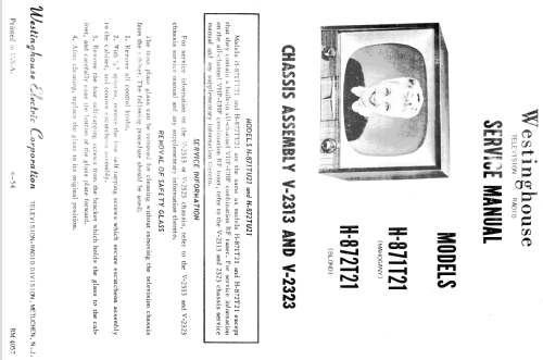 H-872TU21 Ch= V-2323; Westinghouse El. & (ID = 1340165) Televisión