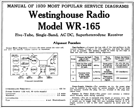 WR-165-M; Westinghouse El. & (ID = 209605) Radio