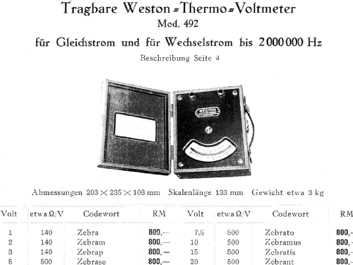 492 ; Weston Electrical (ID = 816375) Equipment