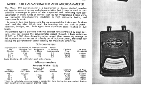Microammeter 440; Weston Electrical (ID = 1444286) Equipment