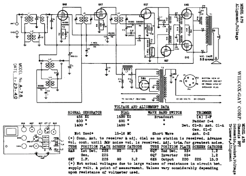 A78 Ch= 9P7; Wilcox-Gay Corp.; (ID = 697647) Radio