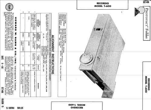 T-600 Recordio ; Wilcox-Gay Corp.; (ID = 585620) Radio