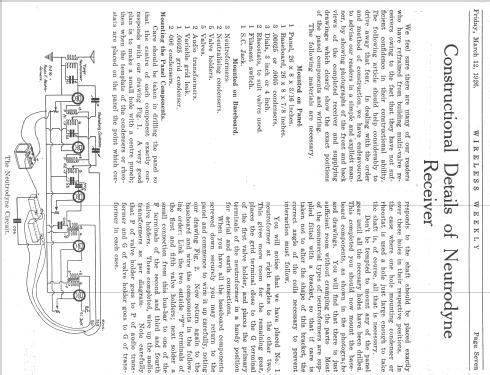 5 valve Neutrodyne ; Wireless Weekly (ID = 2679877) Kit