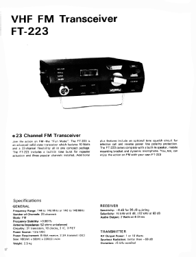 VHF FM Transceiver FT-223; Yaesu-Musen Co. Ltd. (ID = 2839312) Amat TRX