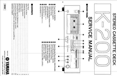 Natural Sound Stereo Cassette Deck K-200; Yamaha Co.; (ID = 968563) R-Player