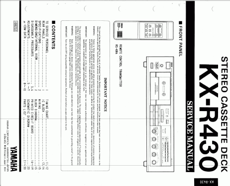 Natural Sound Stereo Cassette Deck KX-R430; Yamaha Co.; (ID = 965152) R-Player