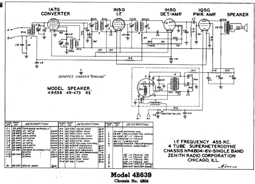 4B639 Ch=4B04; Zenith Radio Corp.; (ID = 345377) Radio