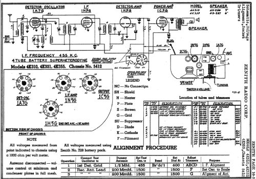 4K355 4-K-355 Ch=5412; Zenith Radio Corp.; (ID = 345388) Radio