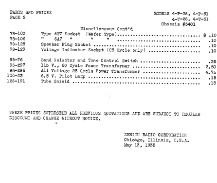 4P51 Ch=5401; Zenith Radio Corp.; (ID = 338329) Radio