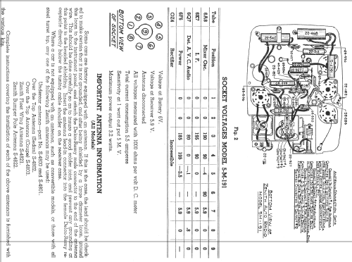 5-M-191 Ch=5520; Zenith Radio Corp.; (ID = 312920) Car Radio