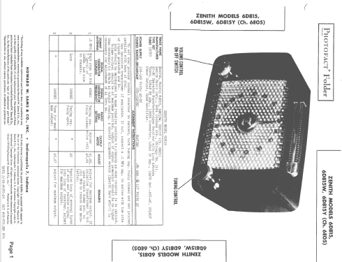 6D815 The Zephyr Ch= 6E05; Zenith Radio Corp.; (ID = 1482389) Radio